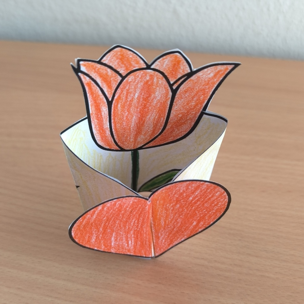 Kytička papírová skládačka tulipán přání MDŽ jarní aktivity-4